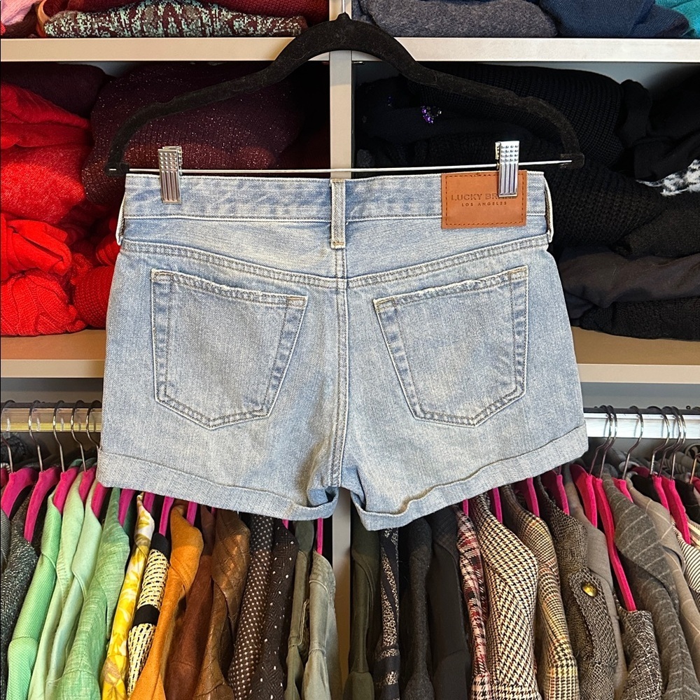 Luck Brand blue distressed cuffed jean shorts size 0 - Picture 3 of 3